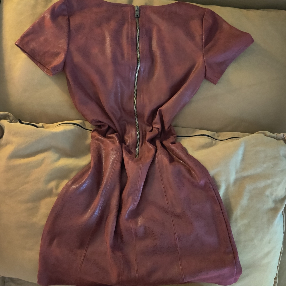 Hale Bob Faux Suede Burgundy Short Sleeve Dress - Picture 5 of 10